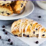 Finished Blueberry scone with lemon glaze image for Pinterest