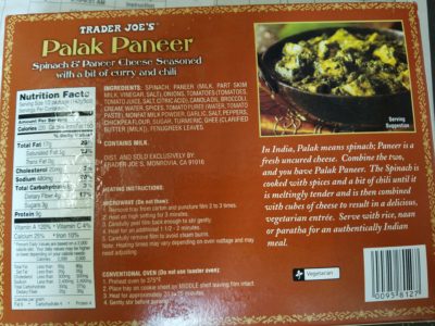 Trader Joe's Palak Paneer