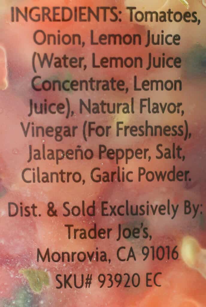 Trader Joe's Mild Pico De Gallo Salsa ingredients