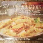 An unopened package of Trader Joe's Scalloped Potatoes Quattro Formaggio