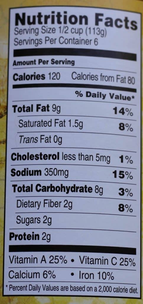 Trader Joe's Puttanesca Sauce nutritional information