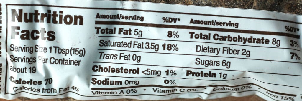 Trader Joe's Semi Sweet Chocolate Chunks nutritional information