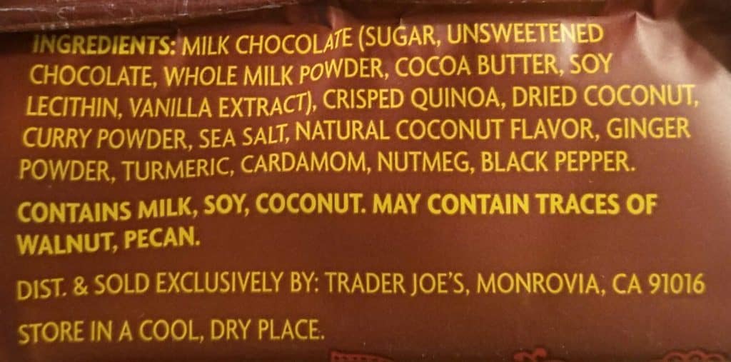 Trader Joe's Golden Spiced Milk Chocolate Bar