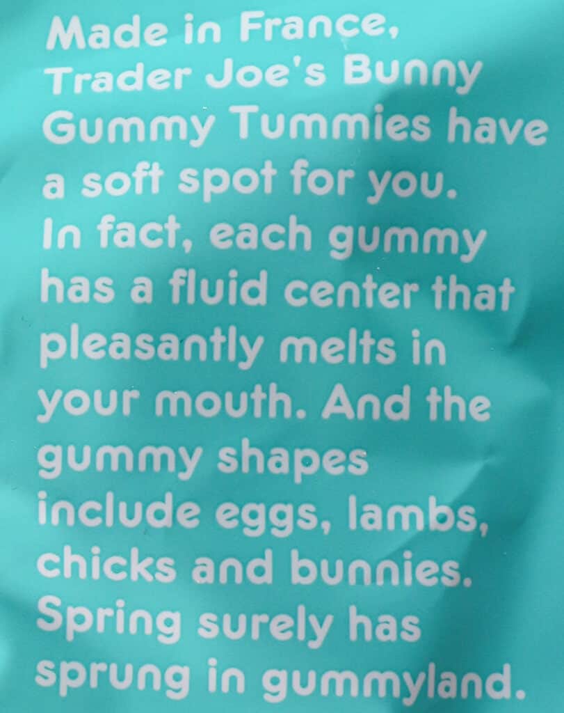Description of the Trader Joe's Bunny Gummy Tummies product