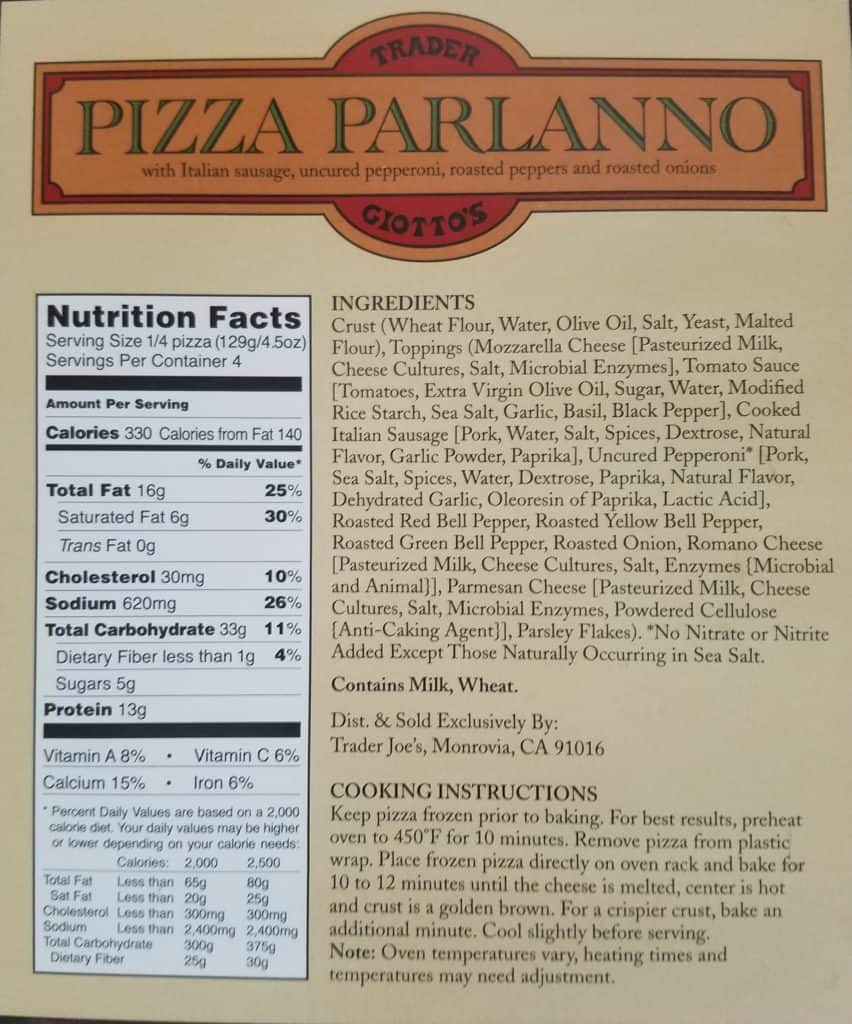 Trader Joe's Pizza Parlanno