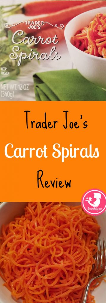 Trader Joe's Carrot Spirals Review. Want to know if this is something worth buying from Trader Joe's? All pins link to BecomeBetty.com where you can find reviews, pictures, thoughts, calorie counts, nutritional information, how to prepare, allergy information, and how to prepare each product. 