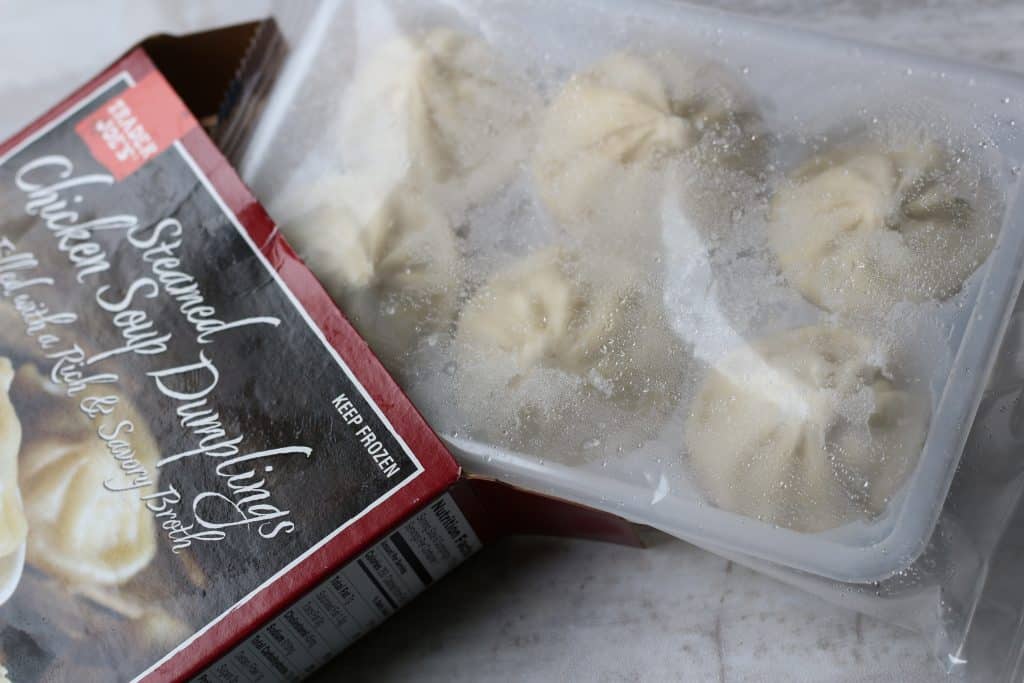 Trader Joe's Steamed Chicken Soup Dumplings frozen but out of the package