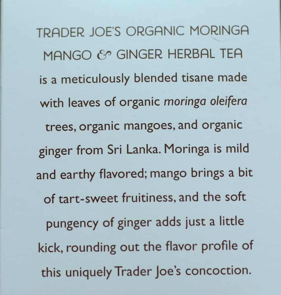 Trader Joe's Organic Moringa Mango and Ginger Herbal Tea