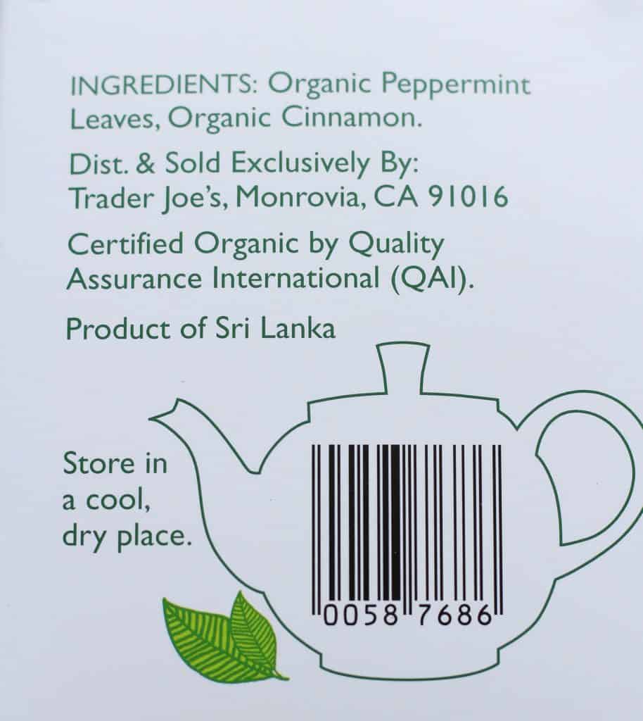 Trader Joe's Organic Peppermint Cinnamon Herbal Tea