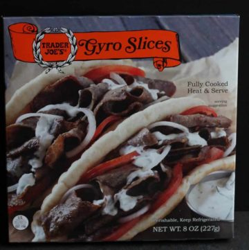 An unopened package of Trader Joe's Gyro Slices