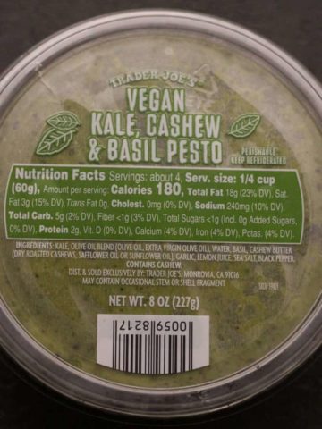 Trader Joe's Vegan Kale Cashew Basil Pesto