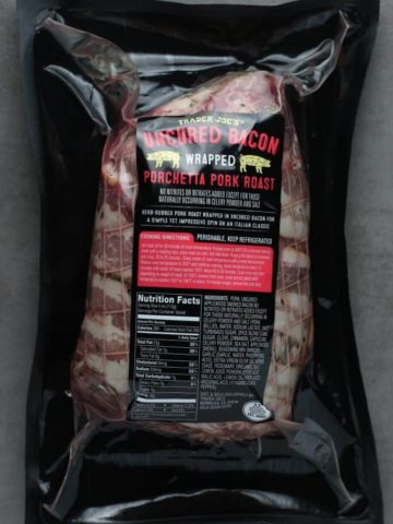 A new Trader Joe's Uncured Bacon Wrapped Porchetta Pork Roast