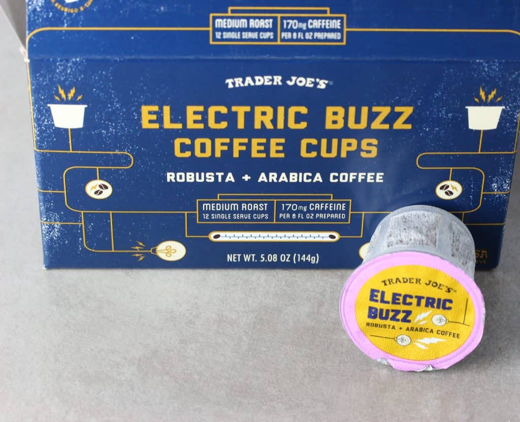 Trader Joe's Electric Buzz Coffee Cups showing the cup