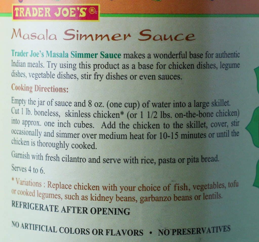 Trader Joe's Masala Simmer Sauce how to prepare