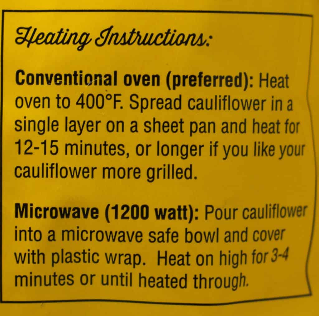 Trader Joe's Grilled Cauliflower how to prepare directions