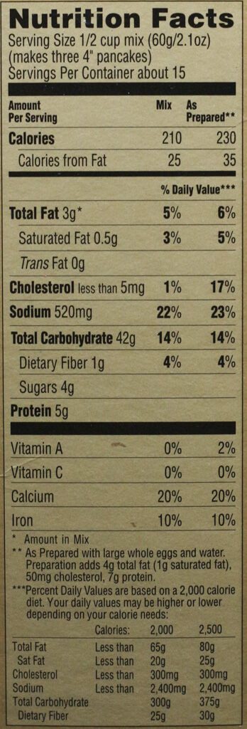 Trader Joe's Buttermilk Pancake and All Purpose Baking Mix nutrition facts