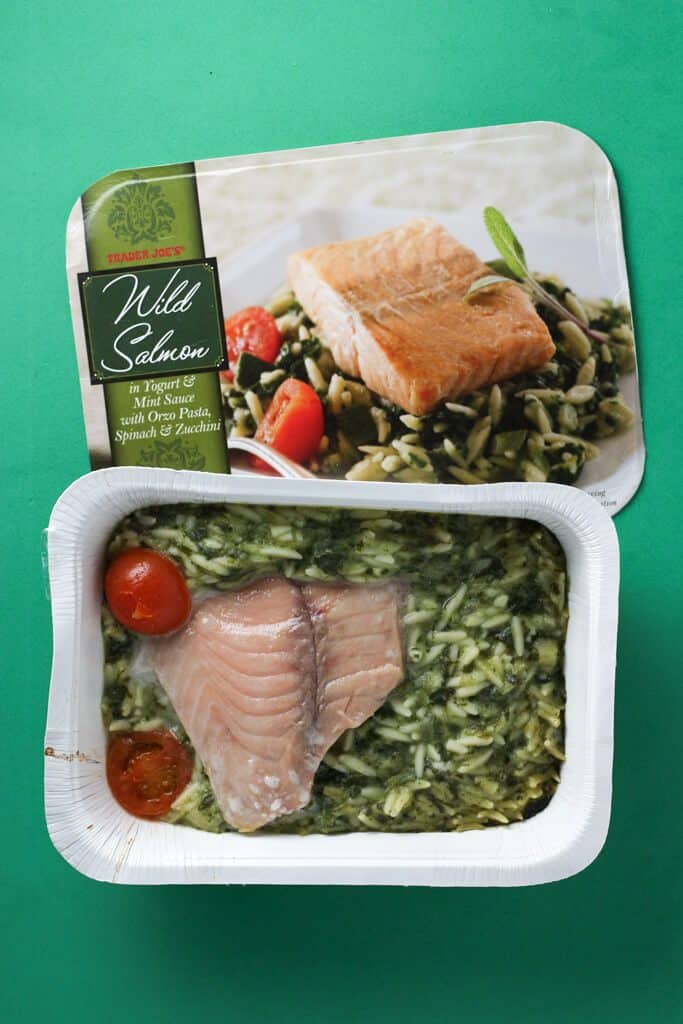 Trader Joe's Wild Salmon in Yogurt and Mint Sauce cooked