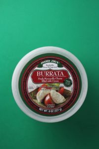 An unopened package of Trader Joe's Burrata