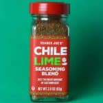 An unopened jar of Trader Joe's Chile Lime Seasoning Blend jar