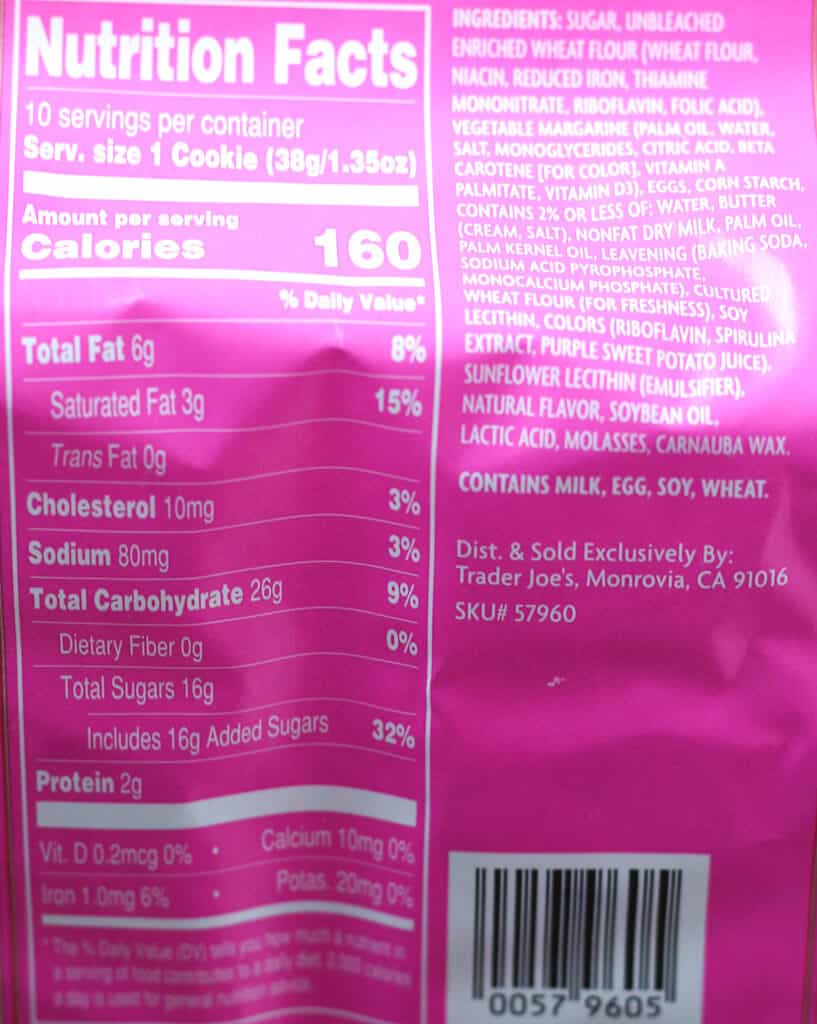 Trader Joe's Frosted Sugar Cookies nutritional information and ingredients
