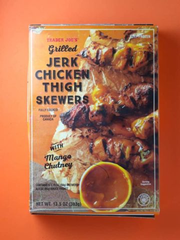Trader Joe's Grilled Jerk Chicken Thigh Skewers box