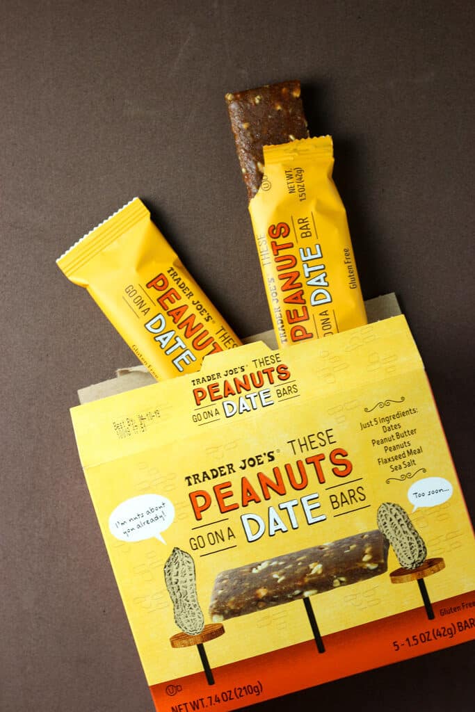 Trader Joe's These Peanuts Go On A Date Bars out of the package