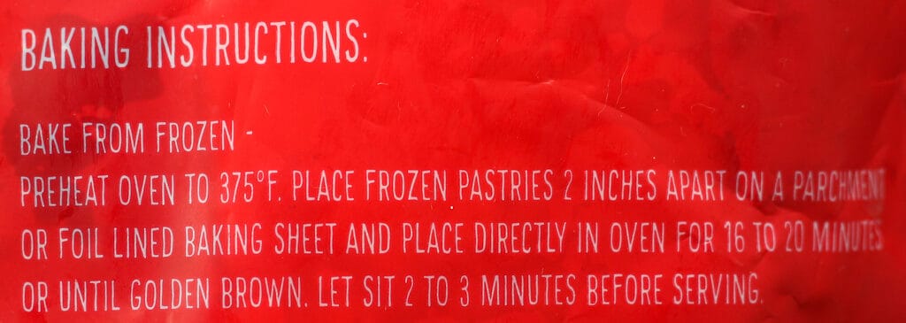 Trader Joe's 8 Mini Raspberry Pastries baking instructions