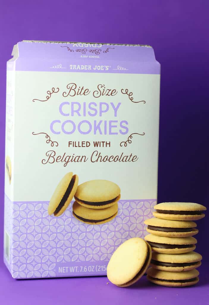 Trader Joe's Bite Sized Crispy Cookies filled with Belgian Chocolate out of the box
