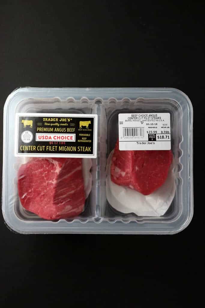Trader Joe's Center Cut Filet Mignon Steak package