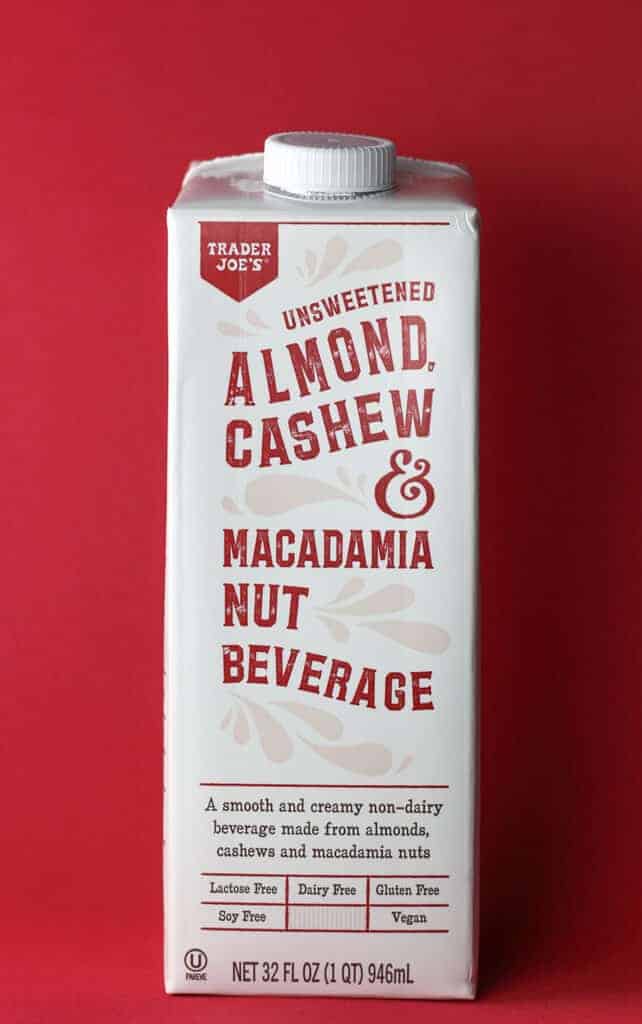 Trader Joe's Unsweetened Almond Cashew and Macadamia Nut Beverage box