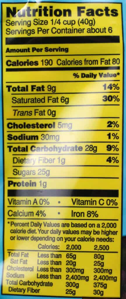Trader Joe's Candy Coated Chocolate Drops nutritional information