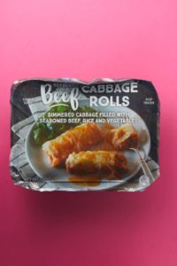 An unopened package of Trader Joe's Beef Cabbage Rolls
