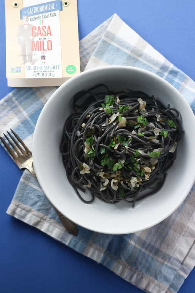 Trader Joe's Squid Ink Spaghetti fully cooked