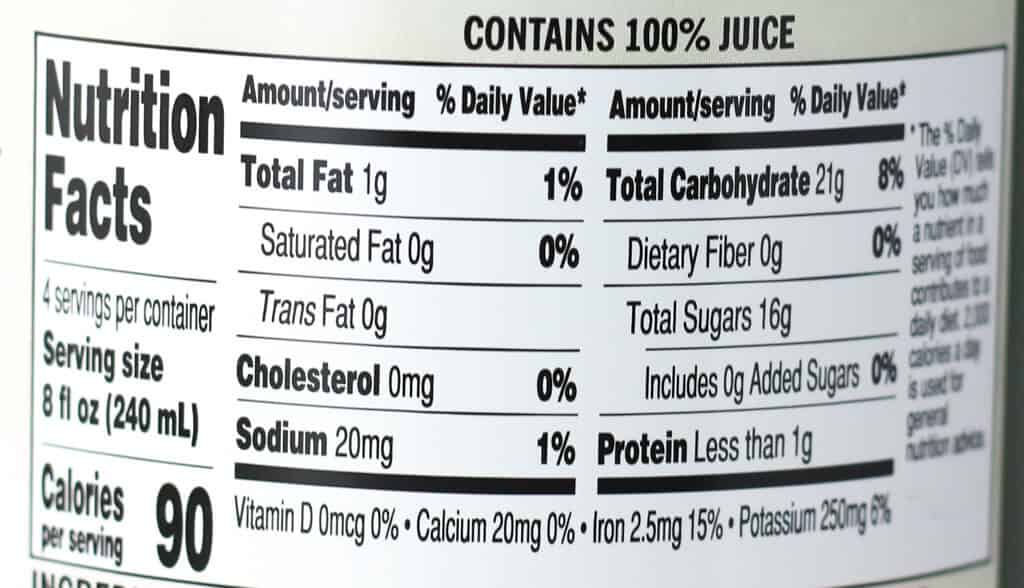 Trader Joe's To the Power of Seven Green Organic Juice Blend nutritional information