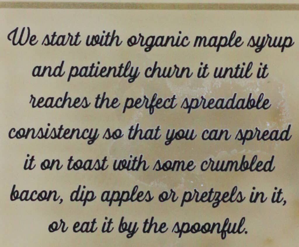 Description of Trader Joe's Organic Maple Butter