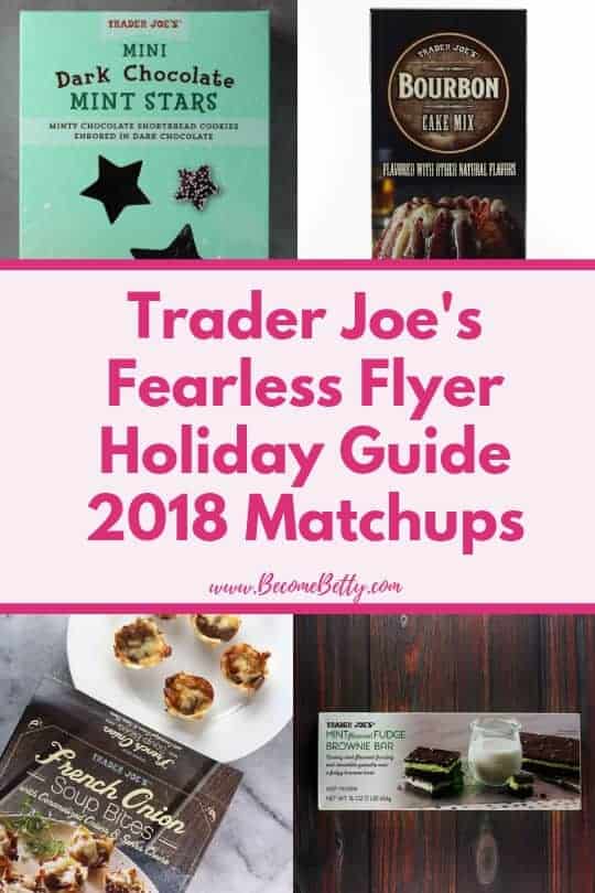 Trader Joe's Holiday Guide 2018 Fearless Flyer Matchups Pin for Pinterest