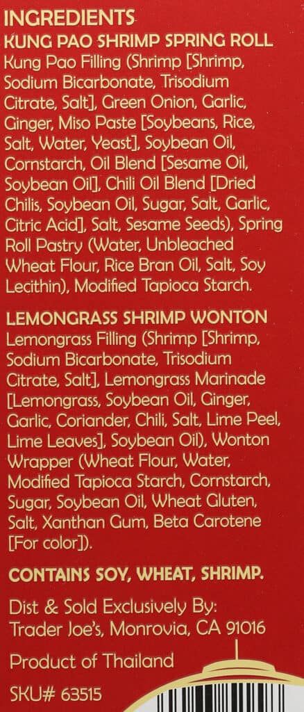 Ingredients in Trader Joe's Spicy Shrimp Appetizer Duo
