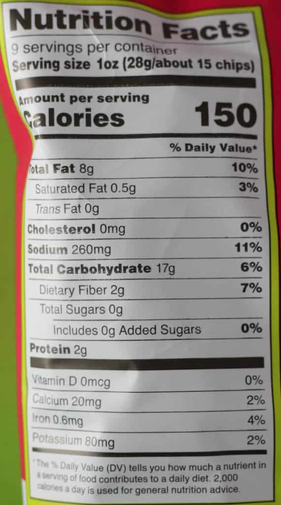 Nutritional information and calories in Trader Joe's Rolled Corn Tortilla Chips