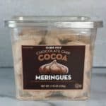 An unopened package of Trader Joe's Chocolate Chip Cocoa Meringues