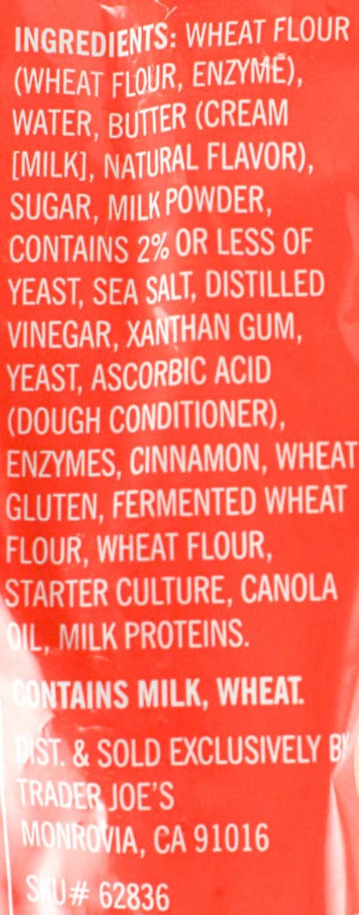 Ingredient list for Trader Joe's Cinnamon Croissant Loaf