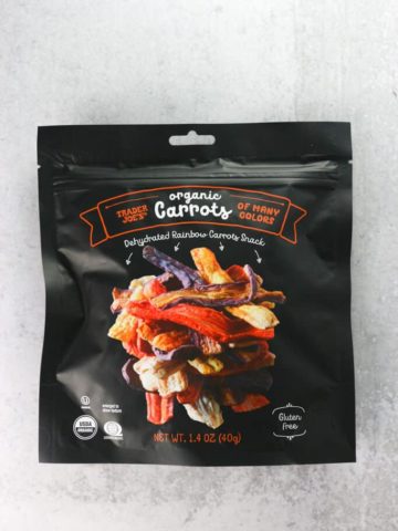 An unopen bag of Trader Joe's Organic Carrots