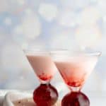 Two finished Candy Cane Martinis
