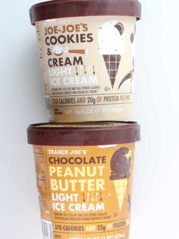 Two unopened containers of Trader Joe's Light Ice Cream