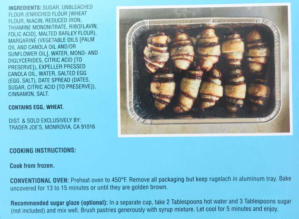 Ingredients and directions for Trader Joe's Cinnamon Rugelach