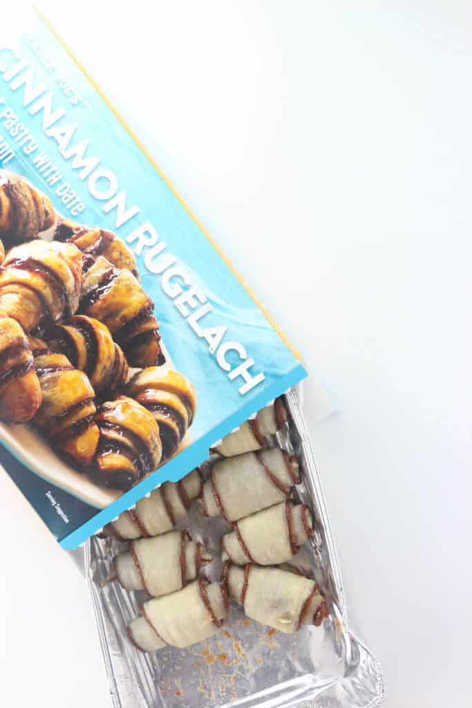 Trader Joe's Cinnamon Rugelach out of the box showing the uncooked product