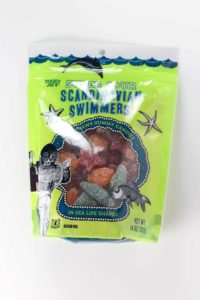 An unopened bag of Trader Joe's Super Sour Scandinavian Swimmers