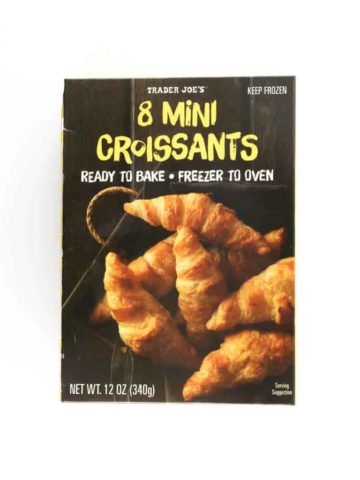 An unopened box of Trader Joe's 8 Mini Croissants