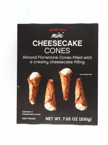 An unopened box of Trader Joe's Mini Cheesecake Cones