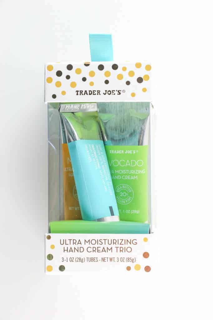 An unopened container of Trader Joe's Ultra Moisturizing Hand Cream Trio