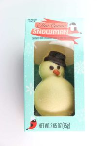 An unopened package of Trader Joe's Hot Cocoa Snowman
